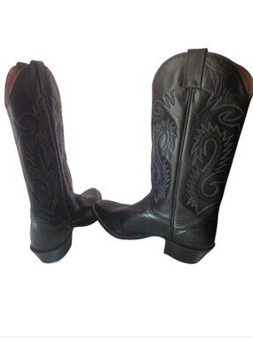 Classic Alberta Boot Black Leather Men's Cowboy Boots